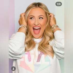 Living Fully Mallory Ervin Rainbow Sweatshirt Cotton Candy SOLD OUT HTF New Med